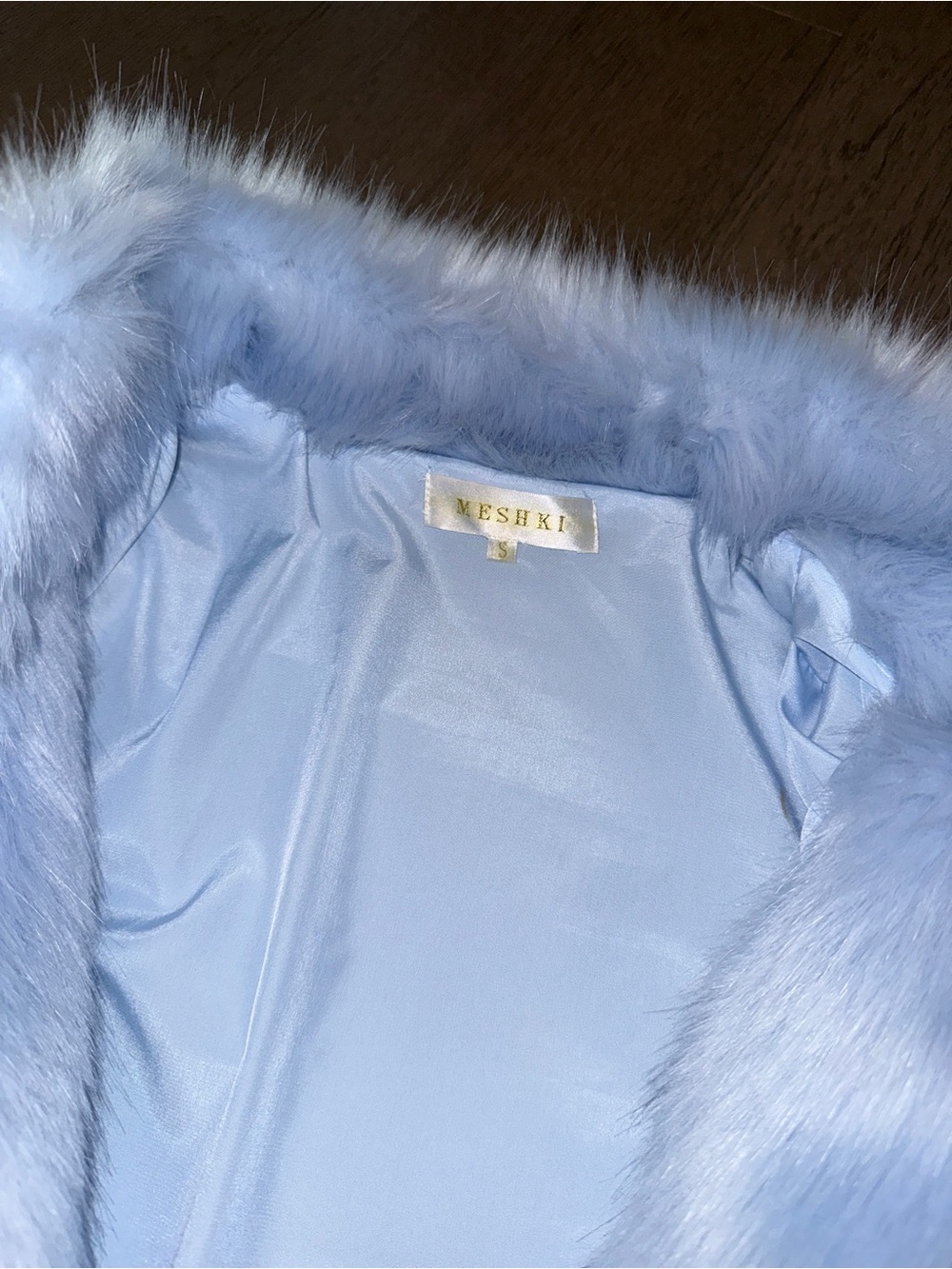 Light Blue Faux Fur Jacket - Picture 3 of 5